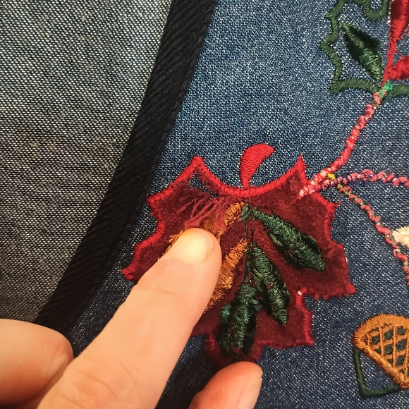 New Directions Womens Cottagecore Fall Vest Large Embroidered Patchwork Autumn - Picture 3 of 12